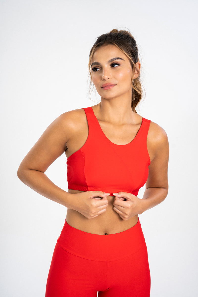 Wide Strap Sports Bra Red Apple