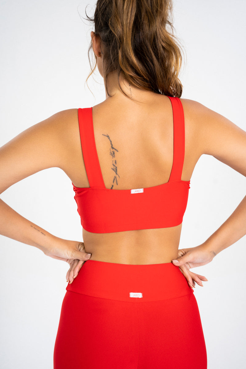 Wide Strap Sports Bra Red Apple