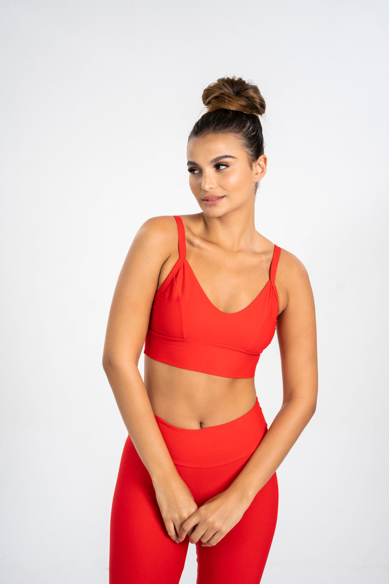 Thin Strap Sports Bra Red Apple